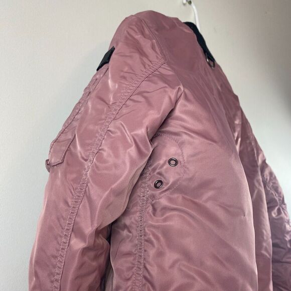 Stereo Vinyls Military Inspired Bomber Jacket Parka Pink Pockets Utility Size M - Picture 7 of 16